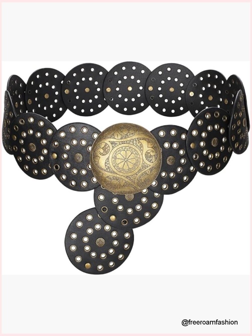 Vintage Leather Western Belt with Disc Buckle - Adjustable Waist Belt for Women
